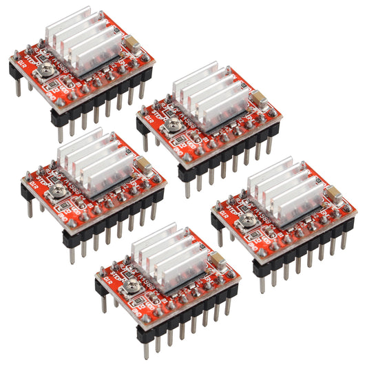 HALJIA 5PCS A4988 Stepstick Stepper Motor Driver Module + Heat Sink Compatible with 3d Printer Reprap