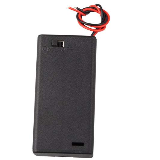 HALJIA 10Pcs 3V AA 2 x 1.5V Battery Holder Case Plastic Battery Storage Box with Case Cover ON/OFF Switch Wire Leads