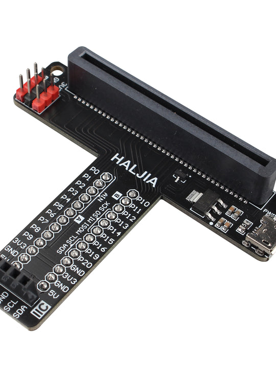 HALJIA T-type GPIO Expansion Board for BBC Micro:bit T Adapter Breakout Board Programmable STEM Educational Learning Kit Compatible with BBC Micro:bit V2, V1 Controller Board (Without Micro:bit)