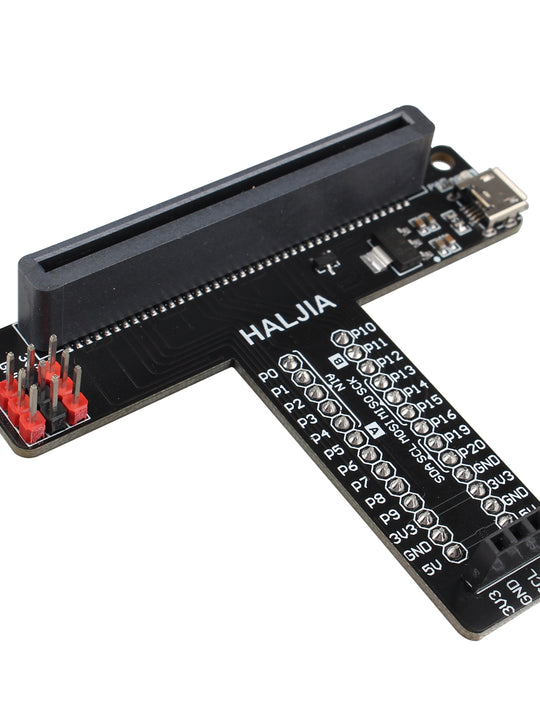 HALJIA T-type GPIO Expansion Board for BBC Micro:bit T Adapter Breakout Board Programmable STEM Educational Learning Kit Compatible with BBC Micro:bit V2, V1 Controller Board (Without Micro:bit)