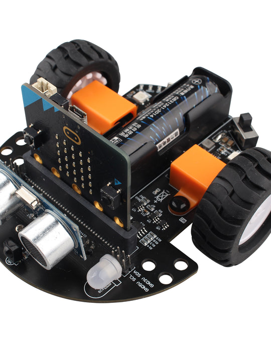 HALJIA Smart Mini Robot Car Compatible with BBC Micro:bit V2 Electronic Programmable Kit with Makecode and Python Programming Science Education Toy for Kids Aged 8 and Above (Without Micro:bit)