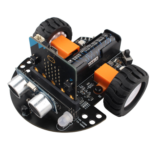 HALJIA Smart Mini Robot Car Compatible with BBC Micro:bit V2 Electronic Programmable Kit with Makecode and Python Programming Science Education Toy for Kids Aged 8 and Above (Without Micro:bit)