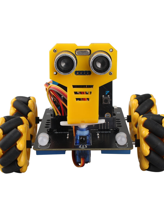 HALJIA Smart Mecanum Wheel Robot Car Compatible with BBC Micro:bit V2 Makecode and Python Programming DIY Coding Educational Kit for Kids Teens Adults (Without Micro:bit)
