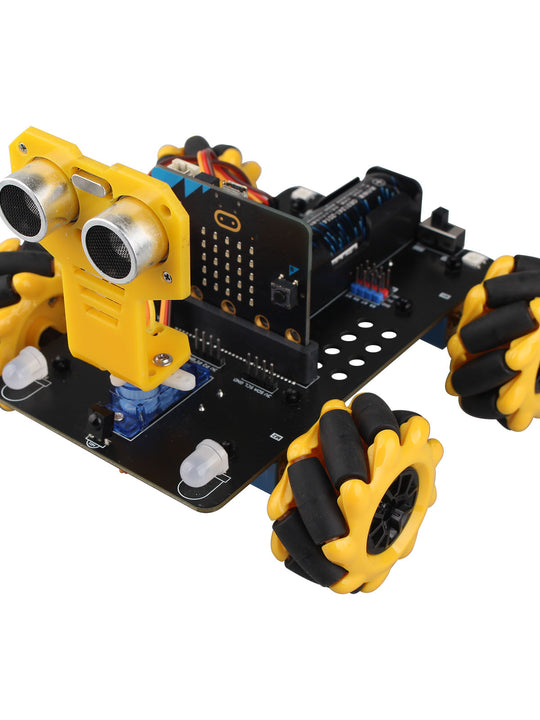 HALJIA Smart Mecanum Wheel Robot Car Compatible with BBC Micro:bit V2 Makecode and Python Programming DIY Coding Educational Kit for Kids Teens Adults (Without Micro:bit)