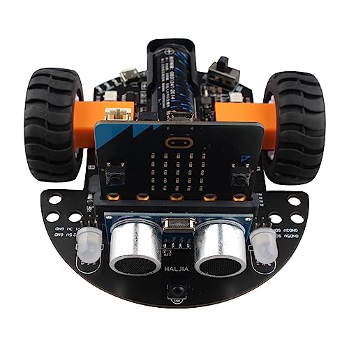 HALJIA Smart Mini Robot Car Compatible with BBC Micro:bit V2 Electronic Programmable Kit with Makecode and Python Programming Science Education Toy for Kids Aged 8 and Above (Without Micro:bit)