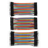 HALJIA 120pcs 10CM 4Inch Multicolored Jumper Wire 40pin Male to Female, 40pin Male to Male, 40pin Female to Female Breadboard Jumper Wires Ribbon Cables Kit