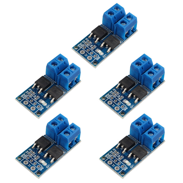 HALJIA 5PCS 15A 400W DC 5V-36V Dual High-Power Mosfet MOS FET Trigger Electronic Switch Driver Module PWM Adjustment Control Board for Motor Speed Lamp Brightness Micro Pump Solenoid Valve