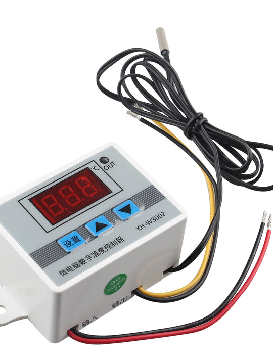 HALJIA XH-W3002 DC 24V Digital Temperature Controller XH W3002 Thermostat with Waterproof Probe 1m Heating or Cooling 0.1 ℃ Accuracy