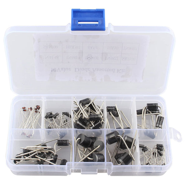 HALJIA 90PCS 10Value (1N4007~10A10) Rectifier Diode Bridge Assortment Assorted Kit Set with Clear Box (Lable Diode)