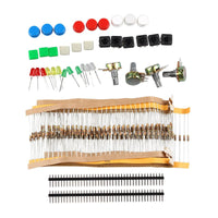 HALJIA DIY Electronic Components Kit with Switches, Potentiometer, LED, Resistors Compatible with Arduino Raspberry Pi
