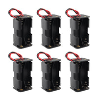 HALJIA 6PCS 4 × 1.5V AA Battery Holder, Plastic Battery Storage Case Box Holder for 4 X AA 4AA 6V 4 Slots Double Sides Battery Box with Wire Leads