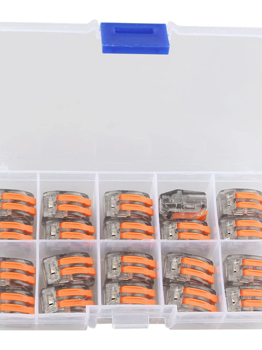 HALJIA Wire Connector, 20 Pack PCT-212 2 Port Lever Conductor Compact Connector Terminal Block Wire Push Cable Connector