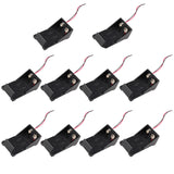 HALJIA 10Pcs 9V Cell Battery Holder Case Plastic Battery Storage Box with Wire Leads