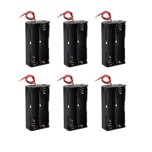 HALJIA 6Pcs 7.4V 18650 2 x 3.7V Battery Holder Case Plastic Battery Storage Box with Wire Leads