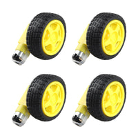 HALJIA 4PCS DC Drive Gear Motor Dual Shaft and Tire Wheel for DC 3V-6V Smart Car Robot Projects Compatible with Arduino