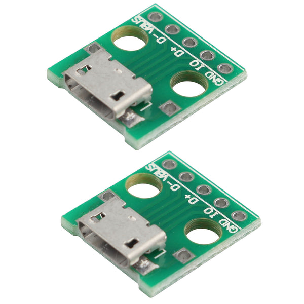 HALJIA Micro USB to DIP Adapter 5 Pin Female Connector B Type PCB Converter Module Board (2PCS)