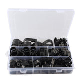 HALJIA 200PCS Nylon P Clips Plastic Wire Cable Clamp Screw Mounting R Type Cable Clamp Car Audio Fastener Plastic Wire Clamp Clips Wire Clips Cable Tie Holder Cord Clip for Cable Management Black