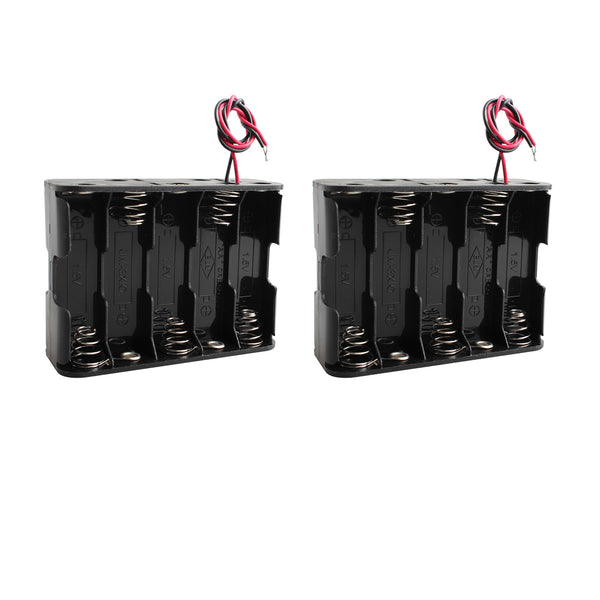 HALJIA 2Pcs 15V AA 10 x 1.5V Plastic CELL Battery Clip Slot Holder Case Battery Storage Box Double Deck/Back to Back with Wire Leads