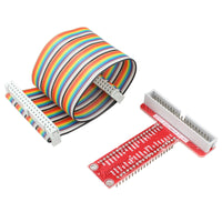 HALJIA T-Shaped GPIO Breakout Expansion Board + 40pin Ribbon Cable Compatible with Raspberry Pi 3 2 B+ Assembled T Type GPIO Adapter with 21cm 40 Pin Flat Ribbon Cable