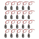 HALJIA 20Pcs Faux Leather Shell 9V Battery Holder Clip Snap On Connector Cable I Type Black