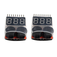 HALJIA 2pcs 1s-8s Drone/Racing Car Lipo/Li-ion/LiMn/Li-Fe Battery Tester Low Voltage Buzzer Alarm Indicator, Remote Control Helicopter Multicopter Battery Monitor 1S-8S Lipo Battery Tester