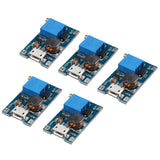 HALJIA 5 PCS 2A Booster Board DC-DC Step Up Power Module Input 2-24V To 5V 9V 12V 28V With Micro USB Compatible with Arduino