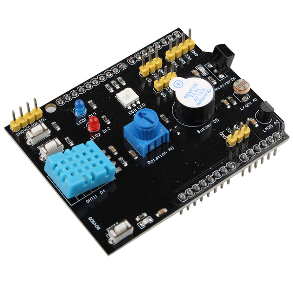 HALJIA Expansion Board Module 9 in 1 Multifunction Expansion Board DHT11 Humidity Sensor and LM35 Temperature Sensor Buzzer Compatible with Arduino UNO R3