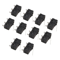 HALJIA 10Pcs 5A 250V Micro Switch Long Straight Hinge Lever 3 Pins 3 Terminals Momentary Limit Switch Compatible with Arduino