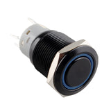 HALJIA 19mm Blue Ring Led Metal Momentary Push Button Switch Car DIY Reset Switch Black