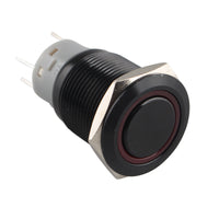 HALJIA 19mm Red Ring Led Metal Momentary Push Button Switch 5A/250AC Industrial Car DIY Switch Black