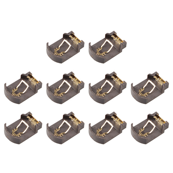HALJIA 10PCS 3V CR2032 CR2025 SMD Battery Holder General Coin Button Cell Battery Adapter Clip Socket Holder Container Box Case Gold-plated Black