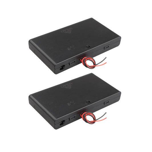 HALJIA 2Pcs 12V AA 8 x 1.5V Battery Holder Case Plastic Battery Storage Box with ON/OFF Switch Case Cover and Wire Leads
