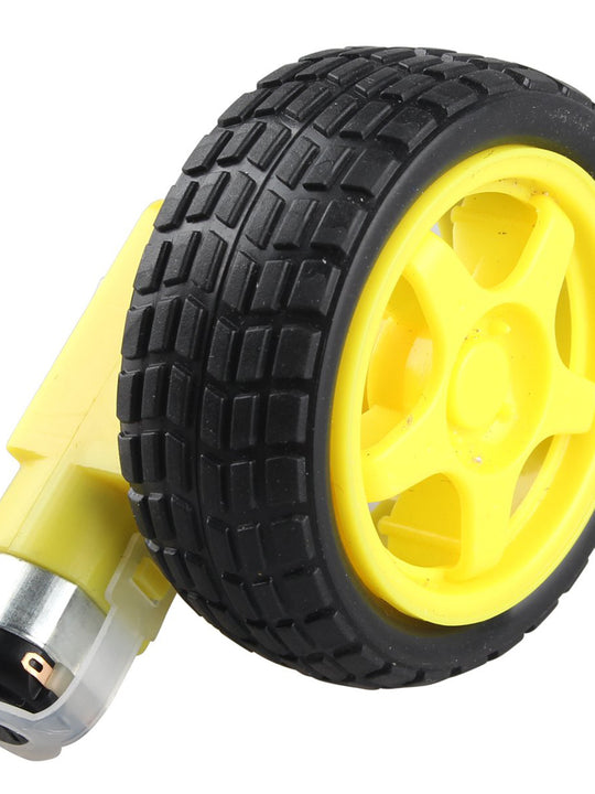 HALJIA 2Pcs DC Drive Gear Motor Dual Shaft and Tire Wheel for DC 3V-6V Smart Car Robot Projects Compatible with Arduino