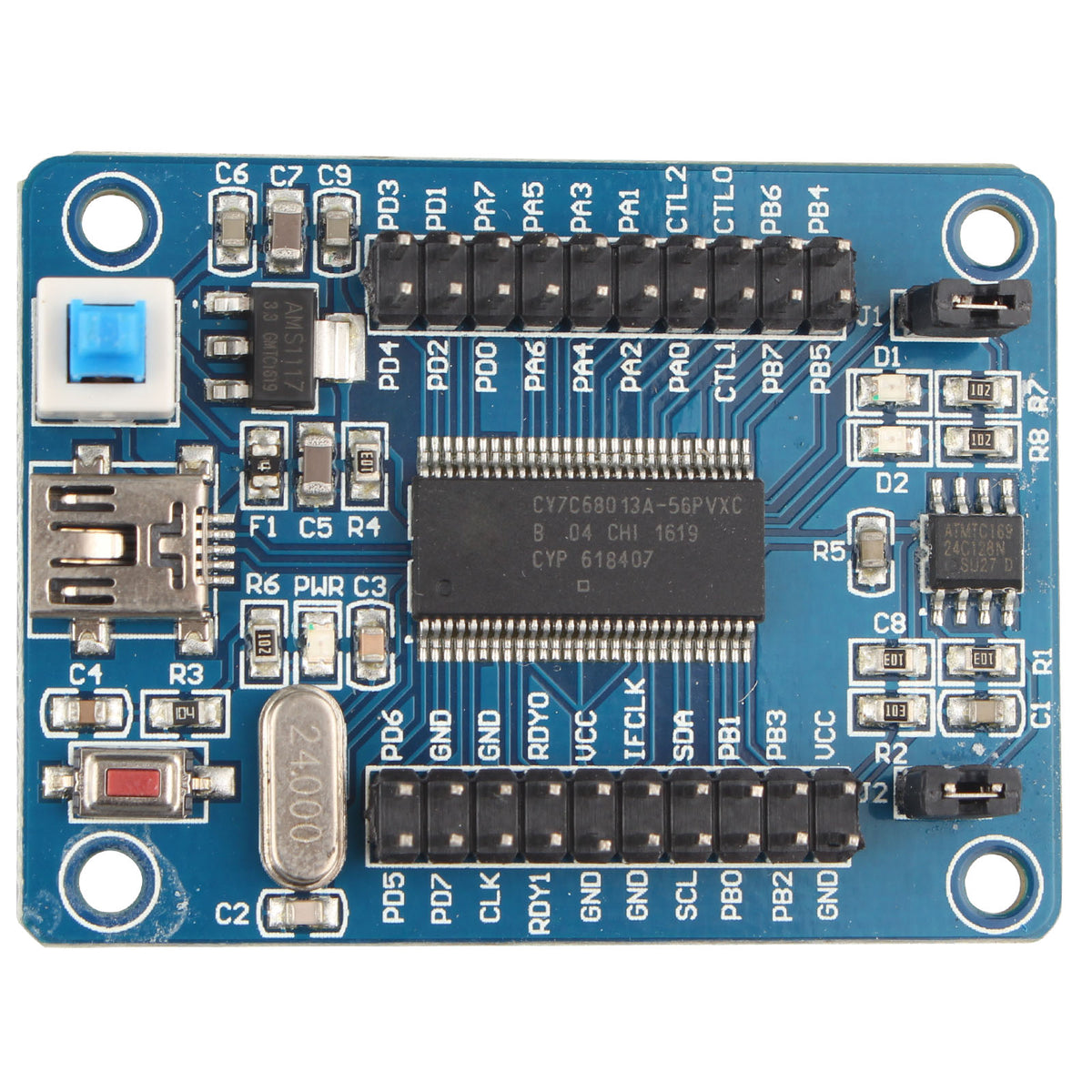thumbnail interactive-video image 1 of CY7C68013A-56 EZ-USB FX2LP Development Board – USB2.0 Logic Analyzer Module With EEPROM 1 of 2