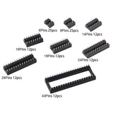 HALJIA 122PCS 2.54mm Pitch IC Sockets Dual Rows Solder Type Adaptor Square Hole IC Sockets Adaptor Set PCB Board Adapter Soldering DIP IC Chip Kit Set (6/8/ 14/16/ 18/24/ 28/40 Pins)