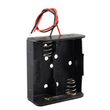HALJIA 2PCS 2 x 1.5V C Battery Holder Case, 3V Plastic Battery Storage Box with Wire Lead, 2 Slots Battery Box Black