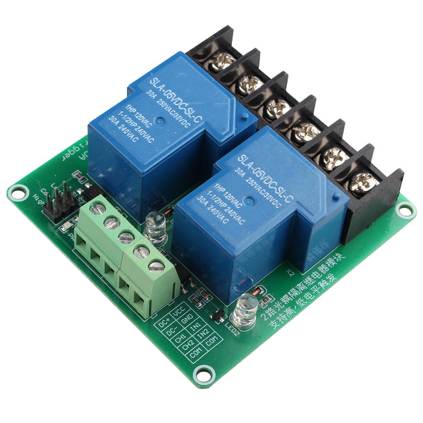 HALJIA 5V 30A 2 Channel High and Low Level Trigger Relay Module Intelligent Home PLC Automation Control Compatible with Arduino